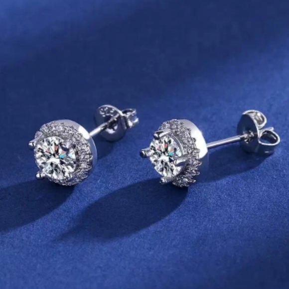Silver Stud Earrings - Picture 2 of 3